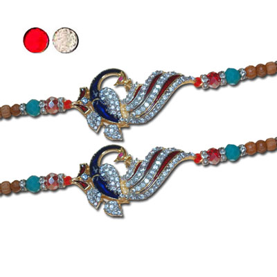 "AMERICAN DIAMOND (AD) RAKHIS -AD 4110 A- 011 (2 Rakhis) - Click here to View more details about this Product